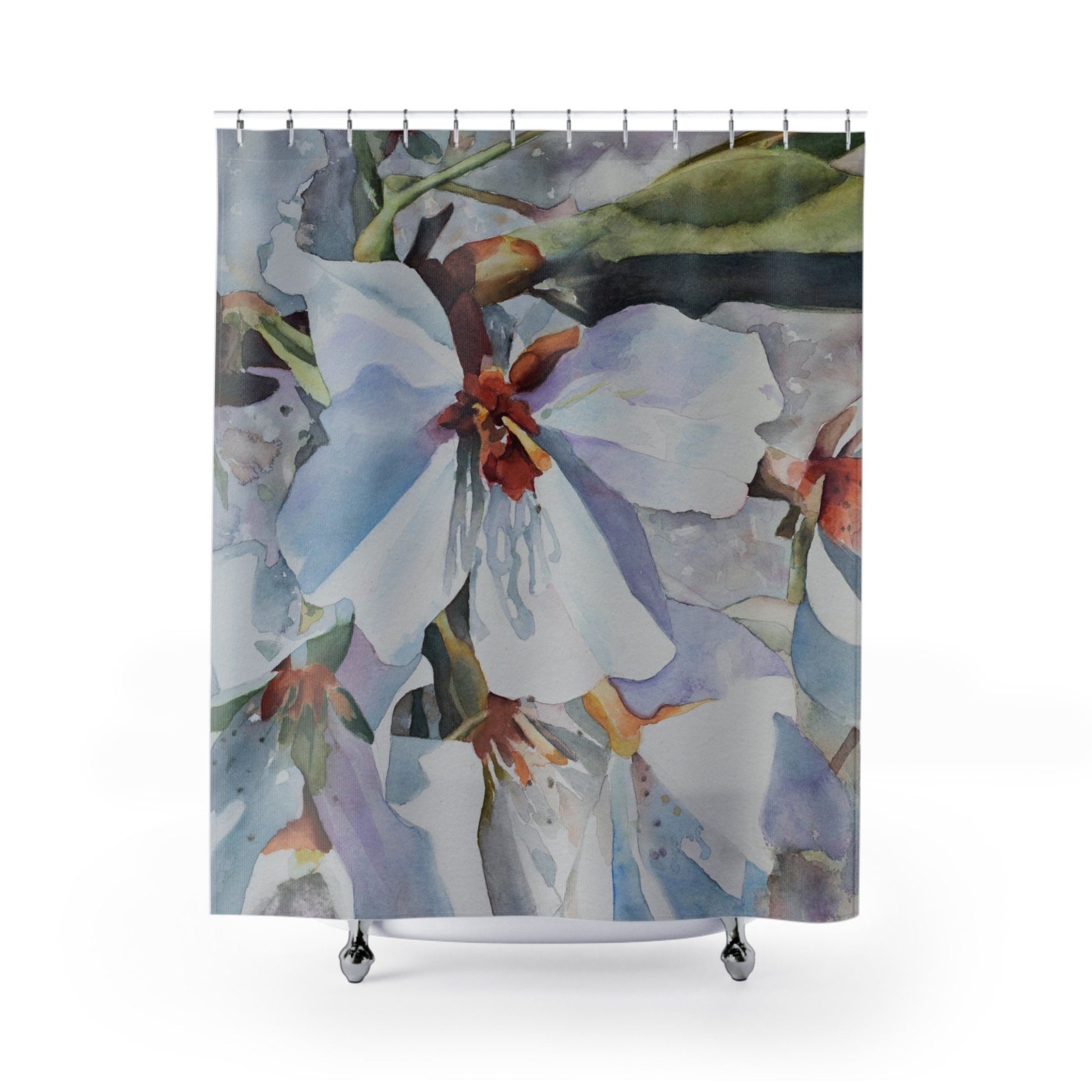 White Floral Shower Curtain pastels magnolia shower curtains white flowers shower curtain & or bath mat