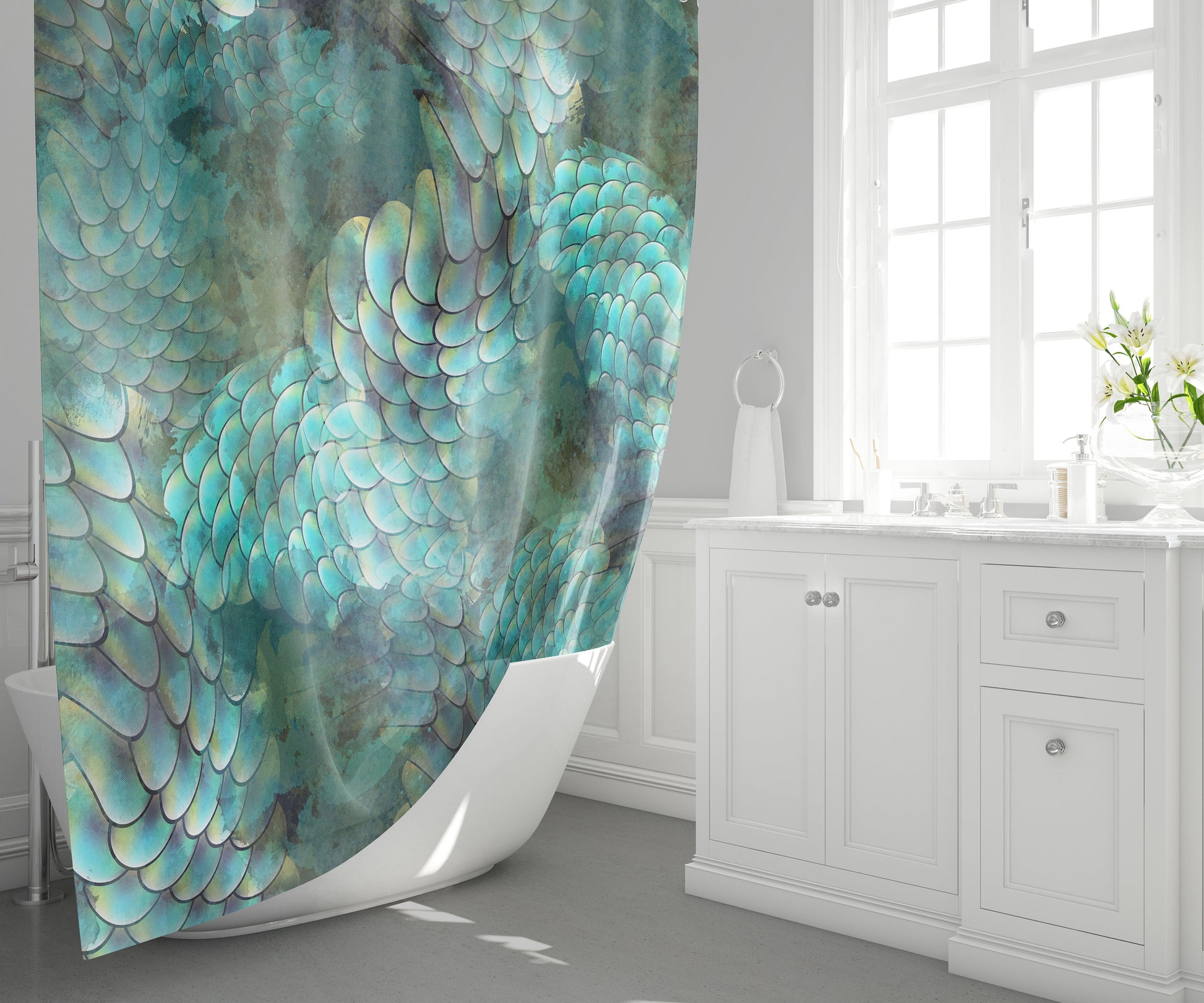 Mermaid shower curtain aqua shower curtains mermaids shower curtain ocean shower curtains mermaid decor fish scales shower curtains marine