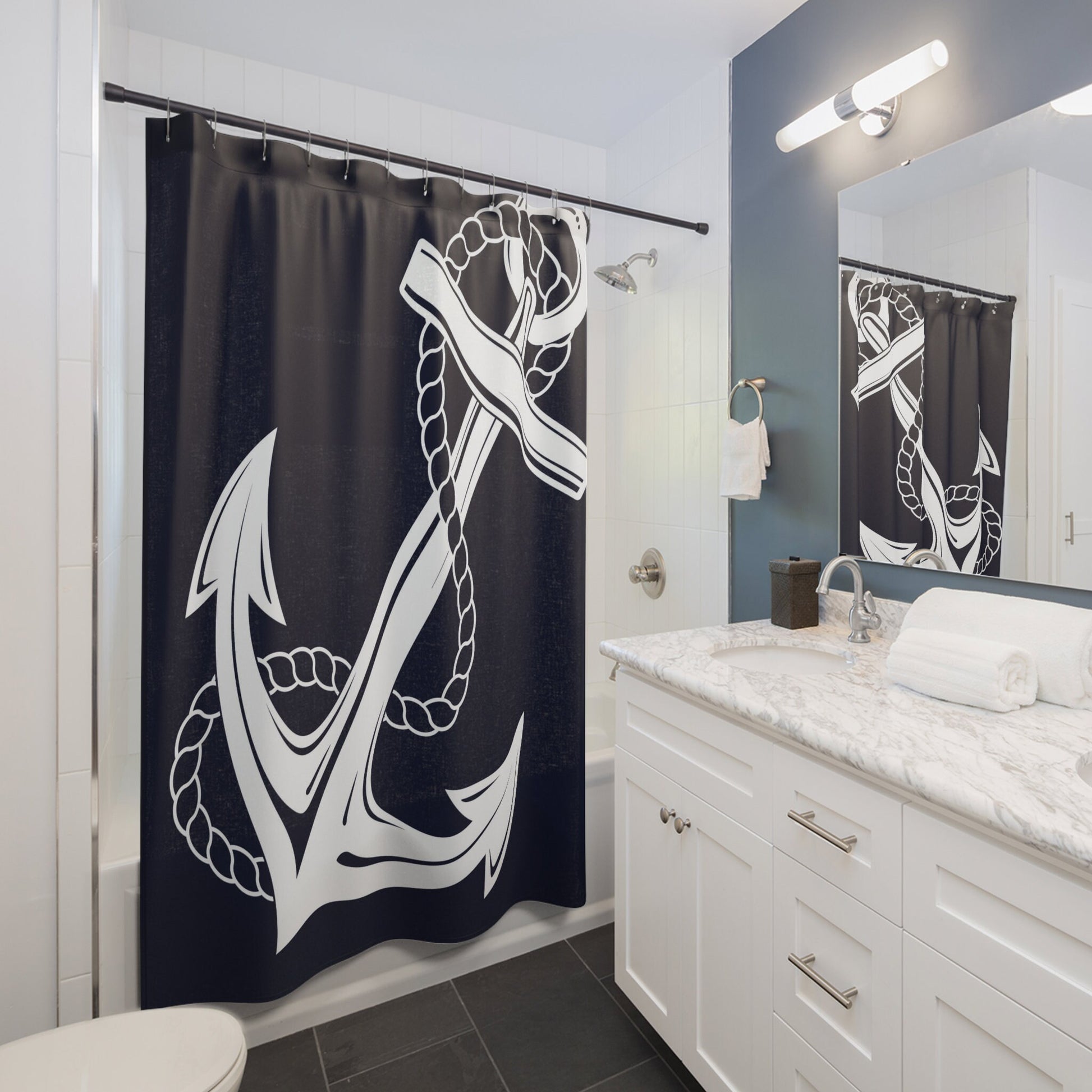 Nautical Shower Curtain Navy anchor shower curtains tropical shower curtain boating shower curtains nautical decor