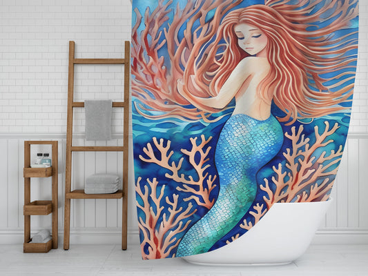 Mermaid Shower Curtain blue ocean mermaids shower curtains mermaid bath decor