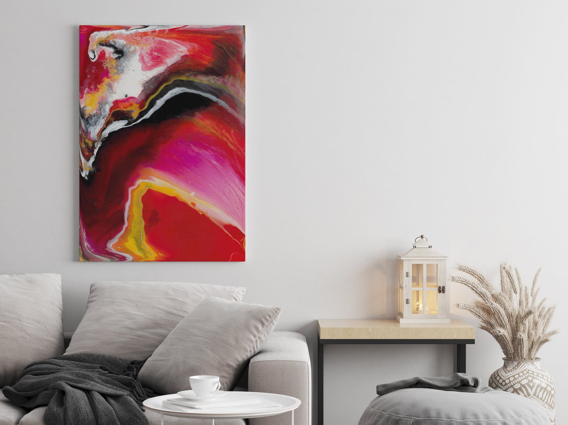 Abstract Red Yellow Canvas Wrap contemporary artwork modern art colorful bright