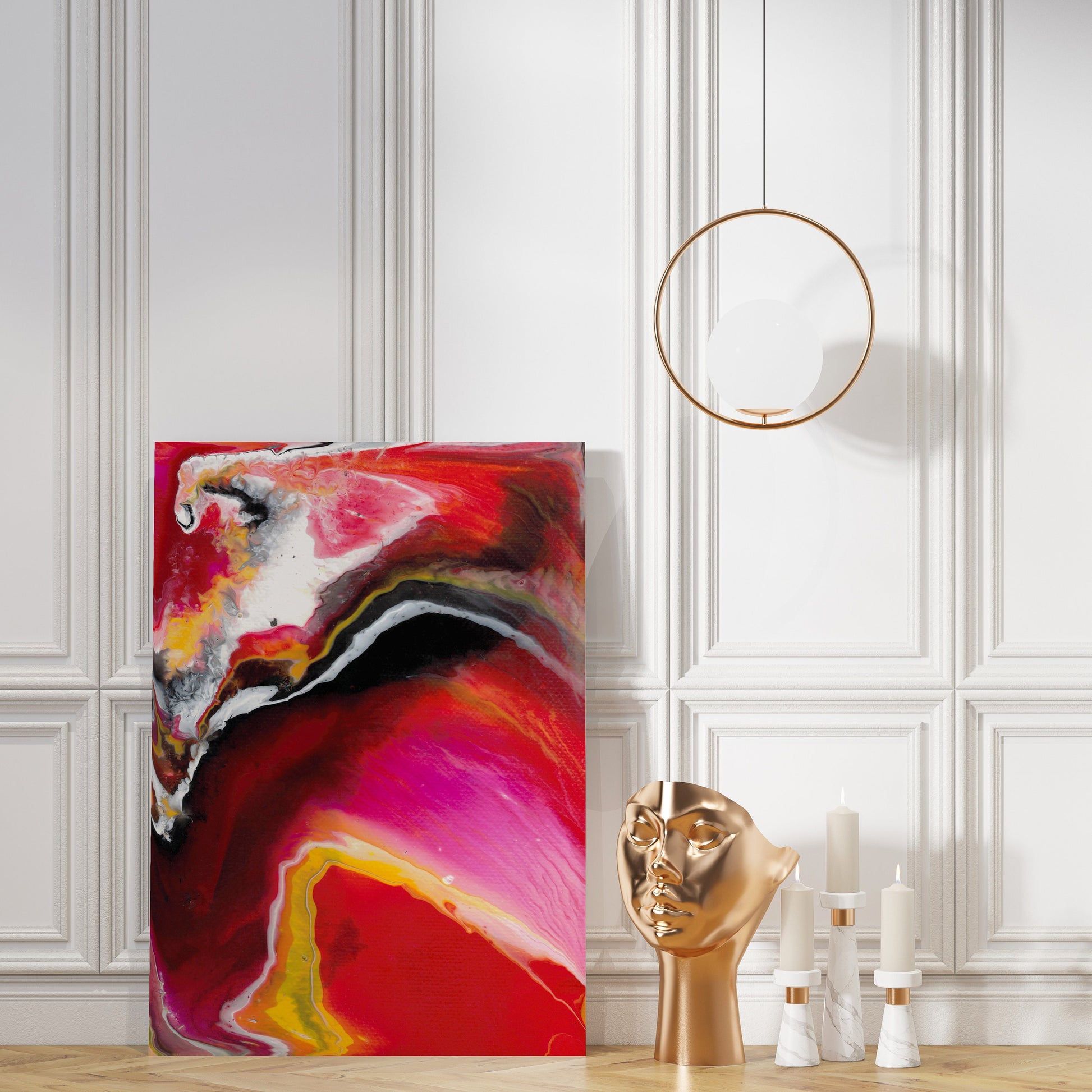 Abstract Red Yellow Canvas Wrap contemporary artwork modern art colorful bright