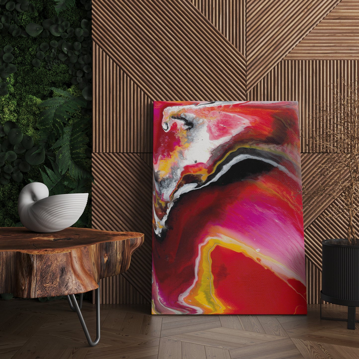 Abstract Red Yellow Canvas Wrap contemporary artwork modern art colorful bright