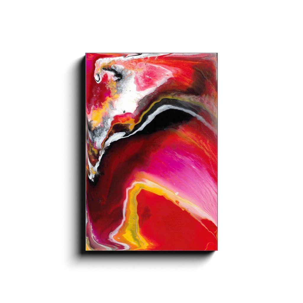 Abstract Red Yellow Canvas Wrap contemporary artwork modern art colorful bright