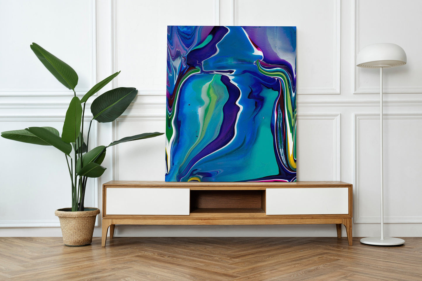 Abstract Blue Purple Canvas Wrap contemporary artwork modern art colorful bright