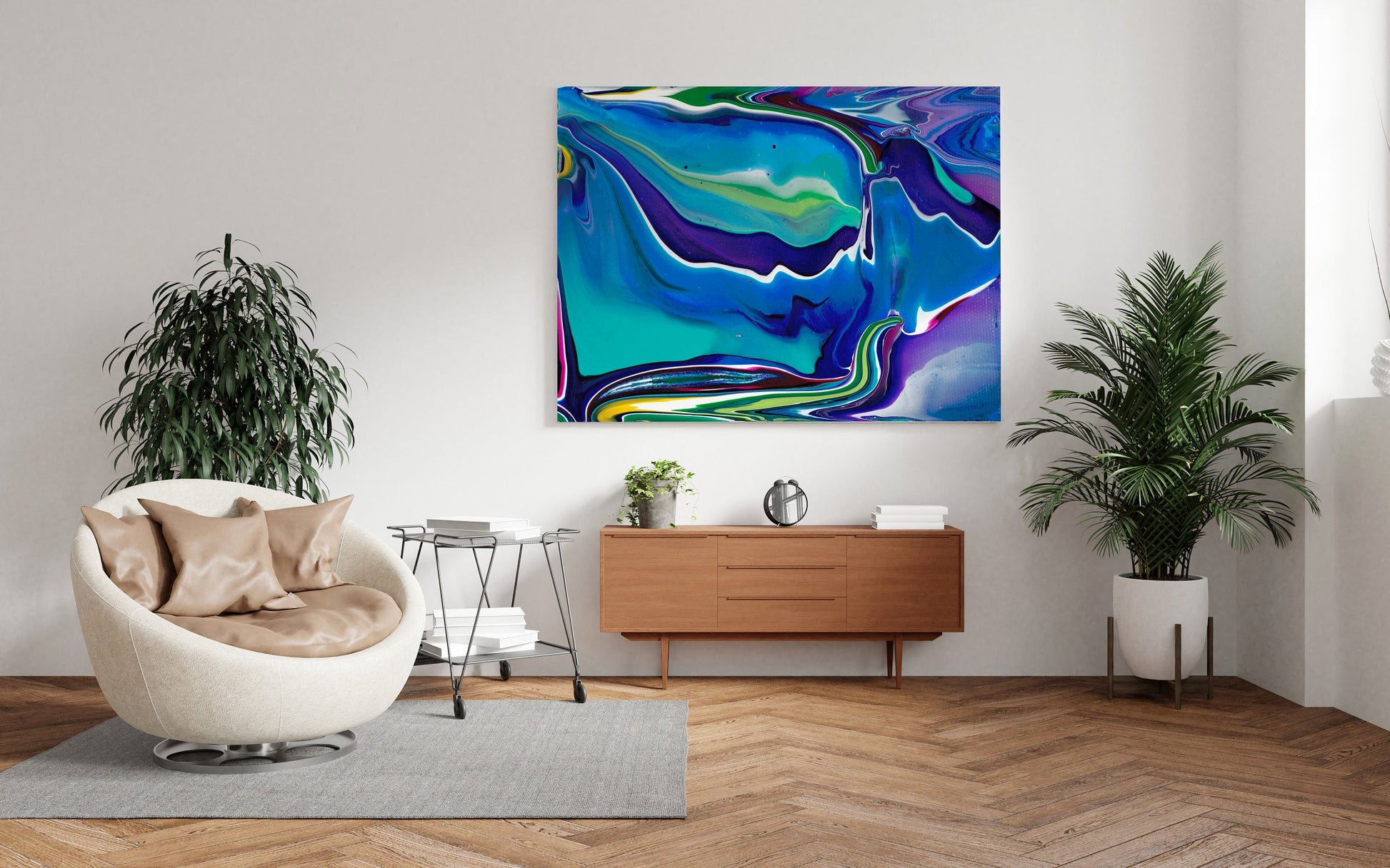 Abstract Blue Purple Canvas Wrap contemporary artwork modern art colorful bright