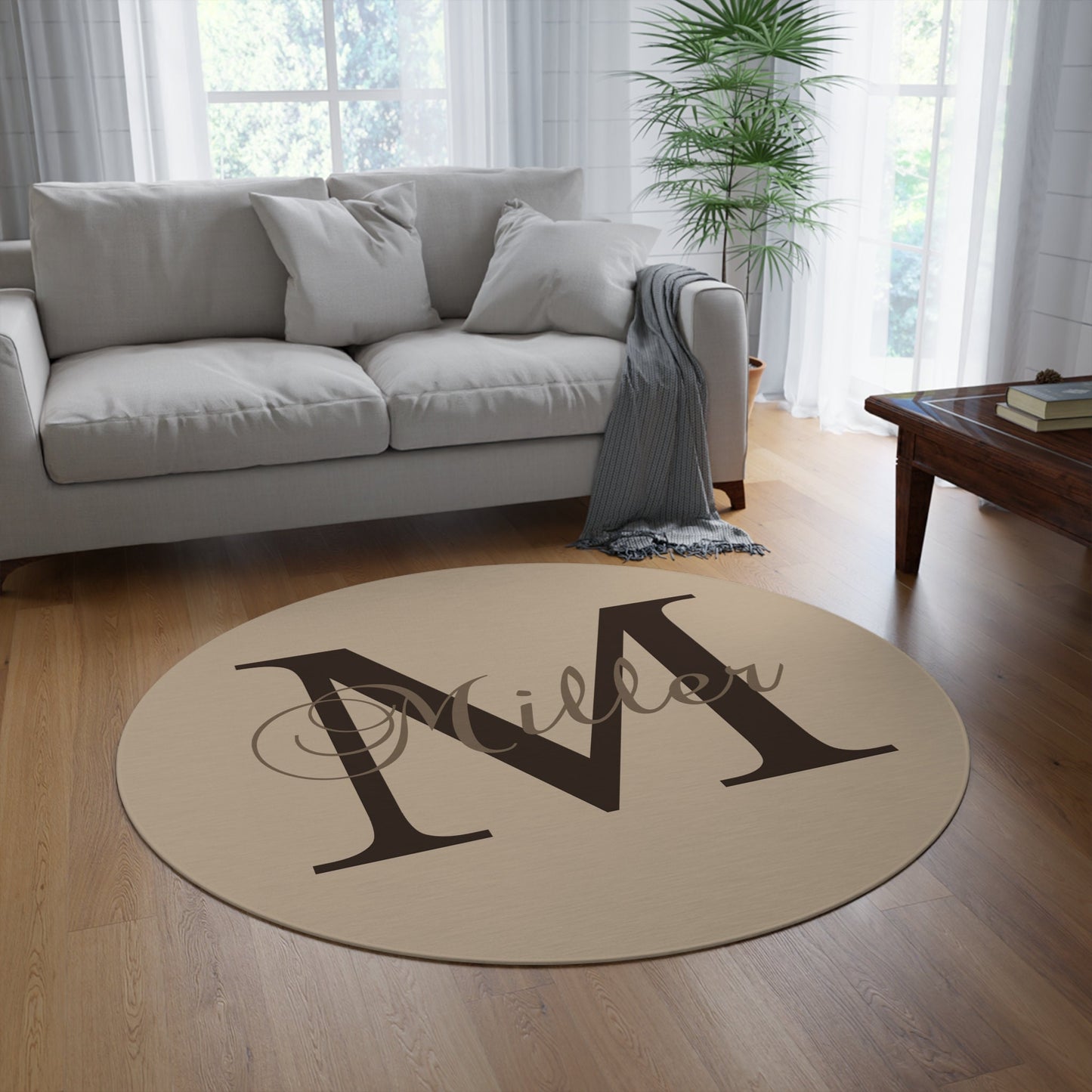 Custom Monogram Round Rug 5ft letter personalised rug name personalized floor matt customized rugs 5'