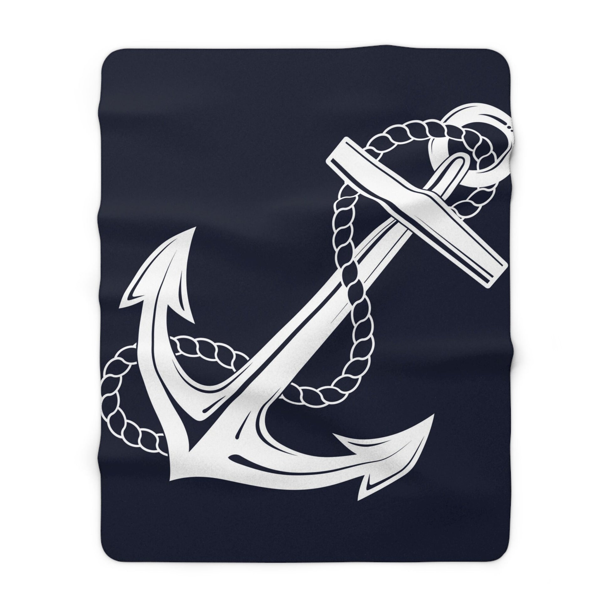 Anchor blanket nautical decor navy white anchors boating blanket sherpa minky throw blanket