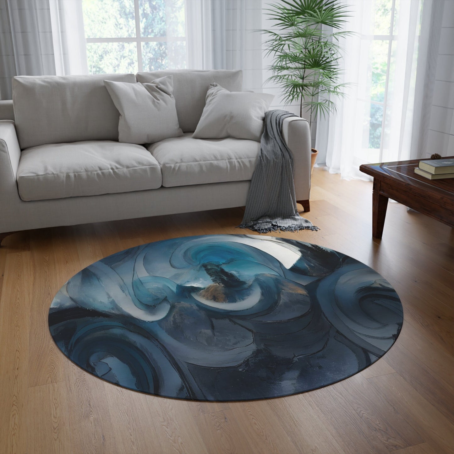 Abstract Art Rug Blue Rugs swirly unique Rugs 2x3 3x5 4x6 5x7 8x10 Large blue grey floormat