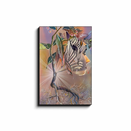 Tabernanthe Canvas Wrap Surrealism artwork face psychedelic africa plant art root watercolor