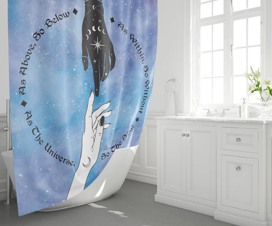 As Above so below Shower curtain & or Bath mat blue shower curtain spiritual karma celestial bath
