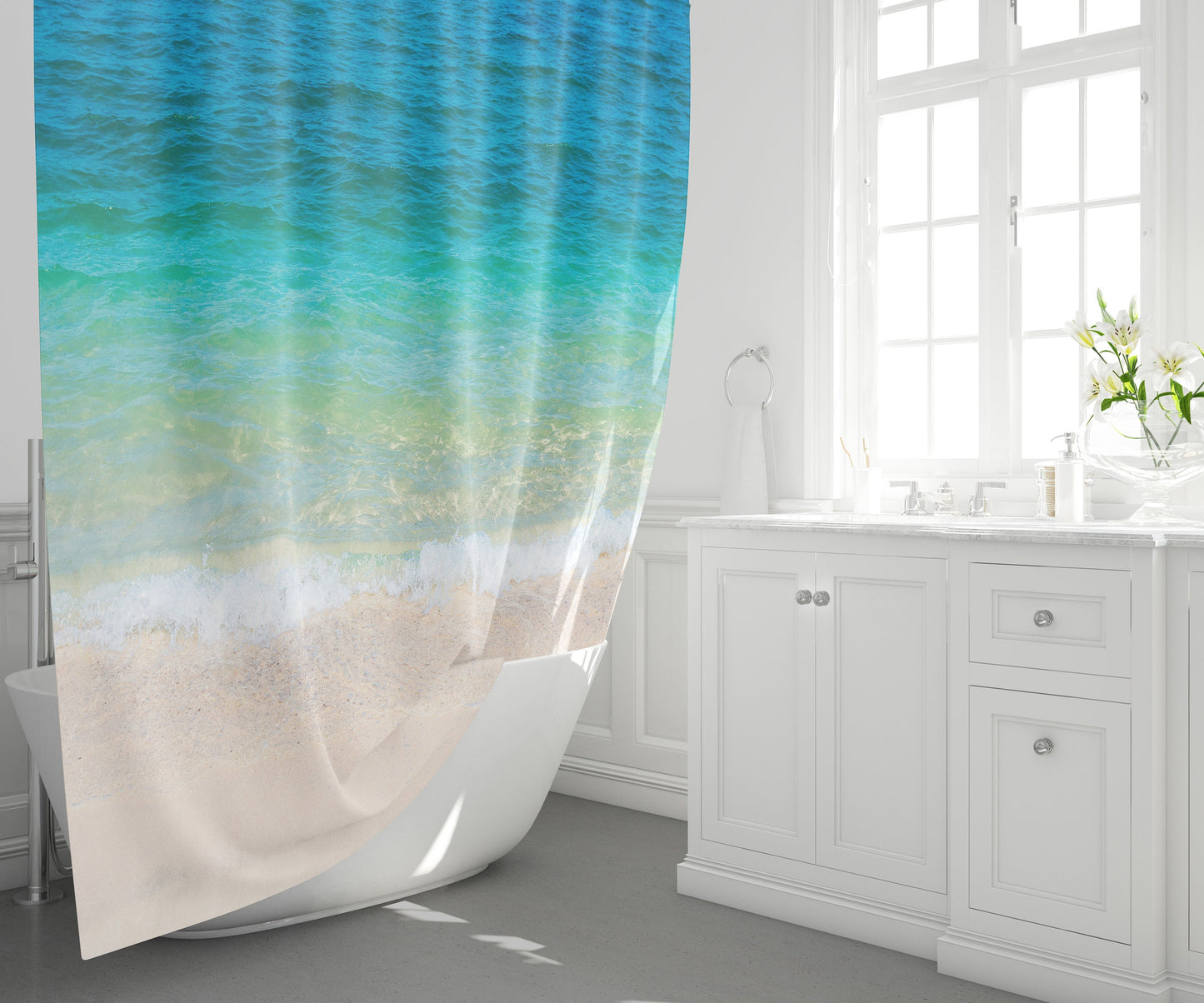 Ocean Water Shower Curtain ocean bathroom decor blue shower curtain beach sand water shower curtain