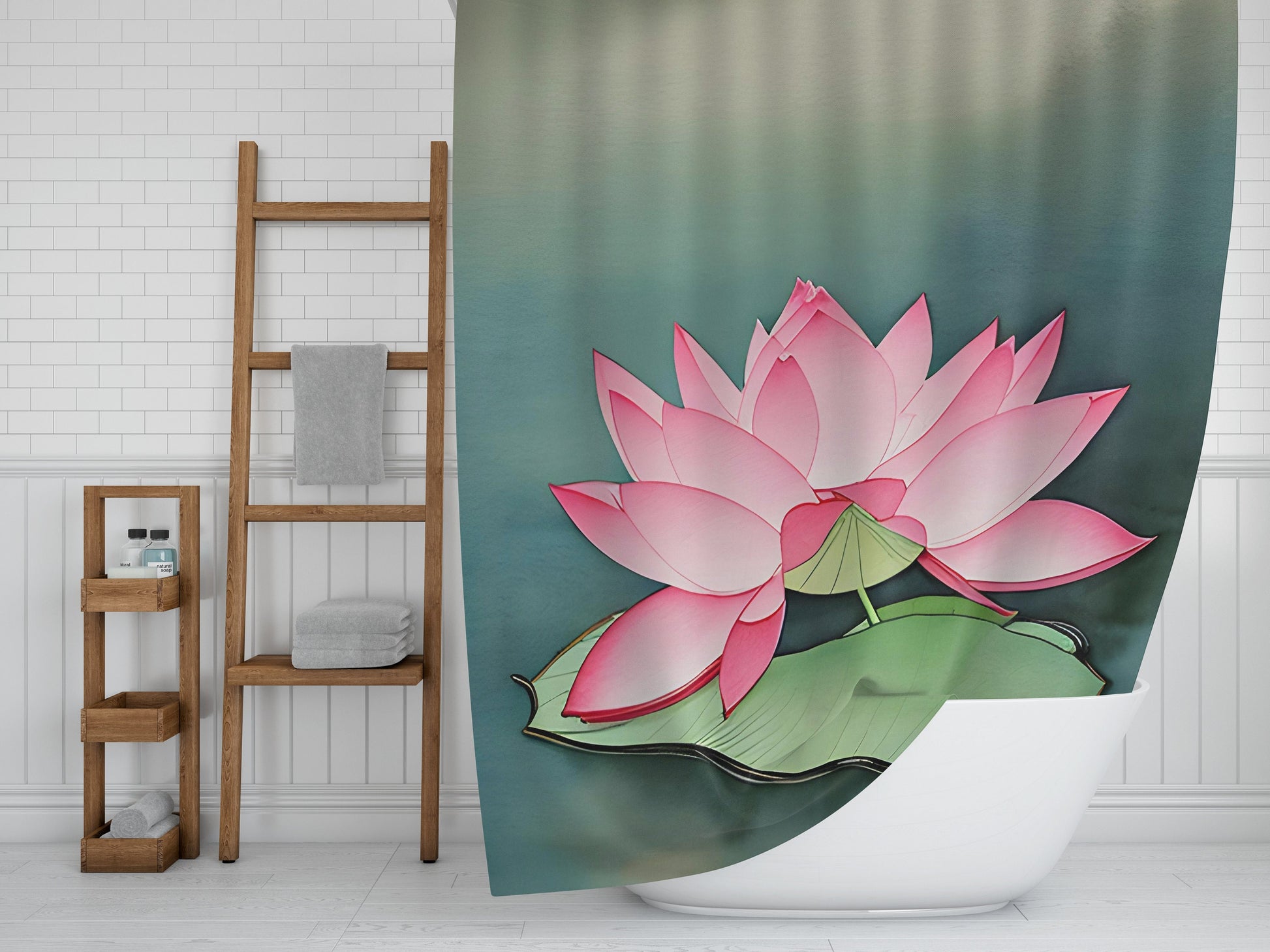 Lotus Flower shower curtain & or bath mat zen shower curtains spa green pink lotus shower curtain lotus bathroom