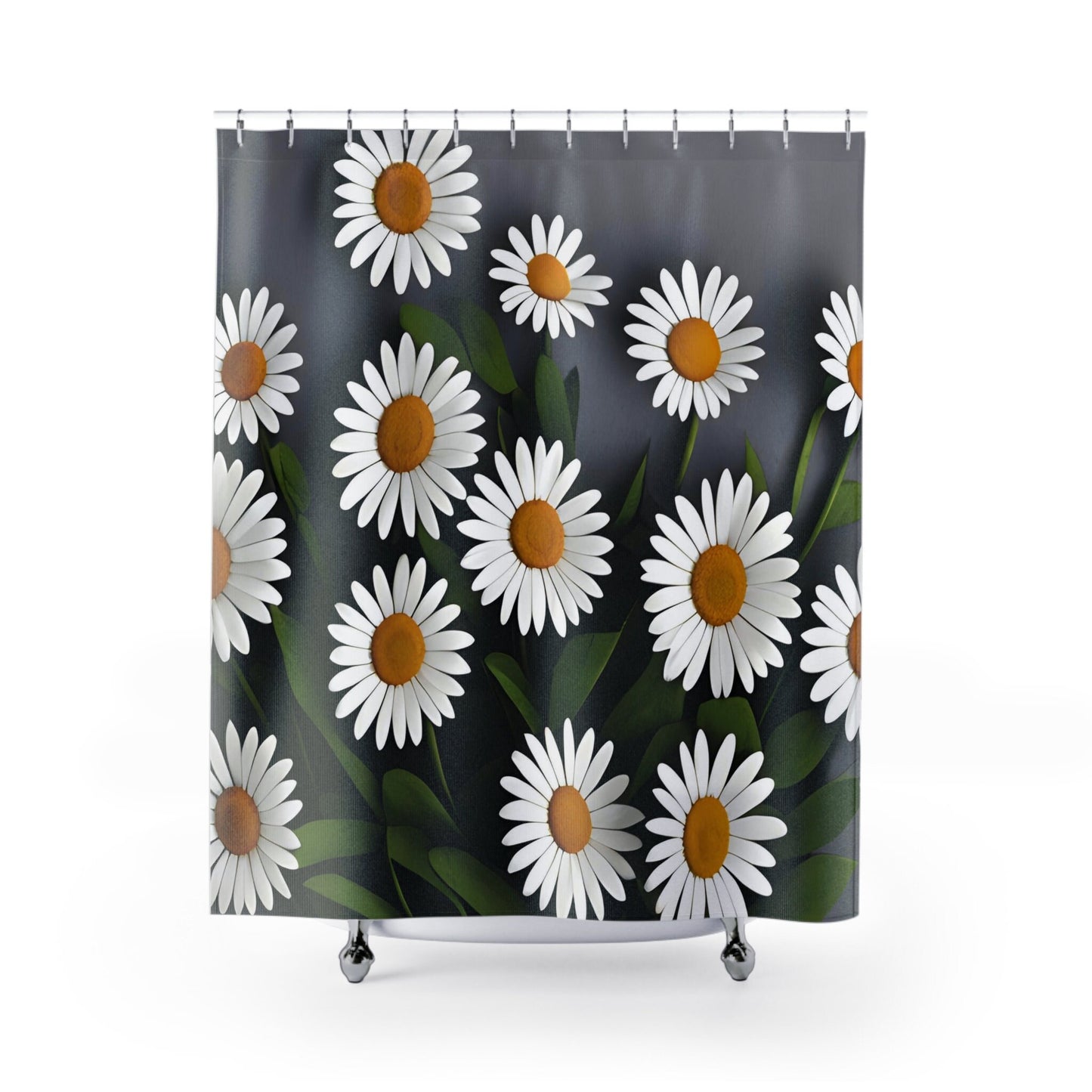 Daisy Shower Curtain & or Bath Mat Daisies white gray green flower bath mat daisy bathroom floral