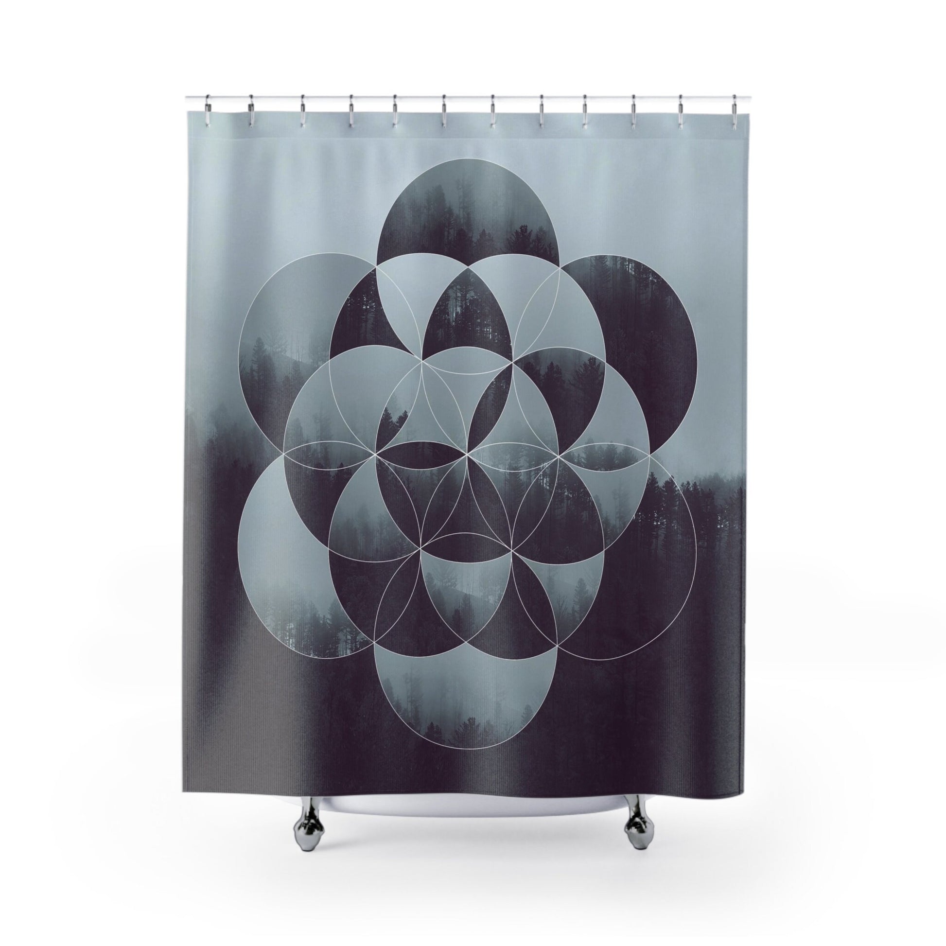 Gray Sacred Geometry Shower Curtain spiritual shower gray shower curtain grey shower curtains nature shower curtain sacred geometry bathroom