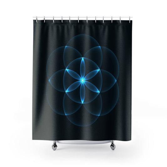 Flower of life Curtain sacred geometry shower curtains black shower curtain blue shower sacred geometry bath decor spiritual shower curtain