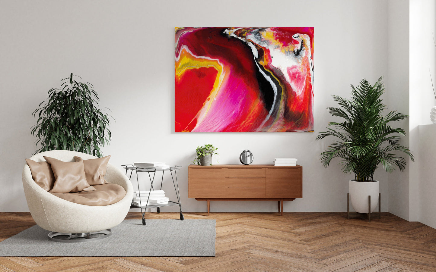 Abstract Red Yellow Canvas Wrap contemporary artwork modern art colorful bright