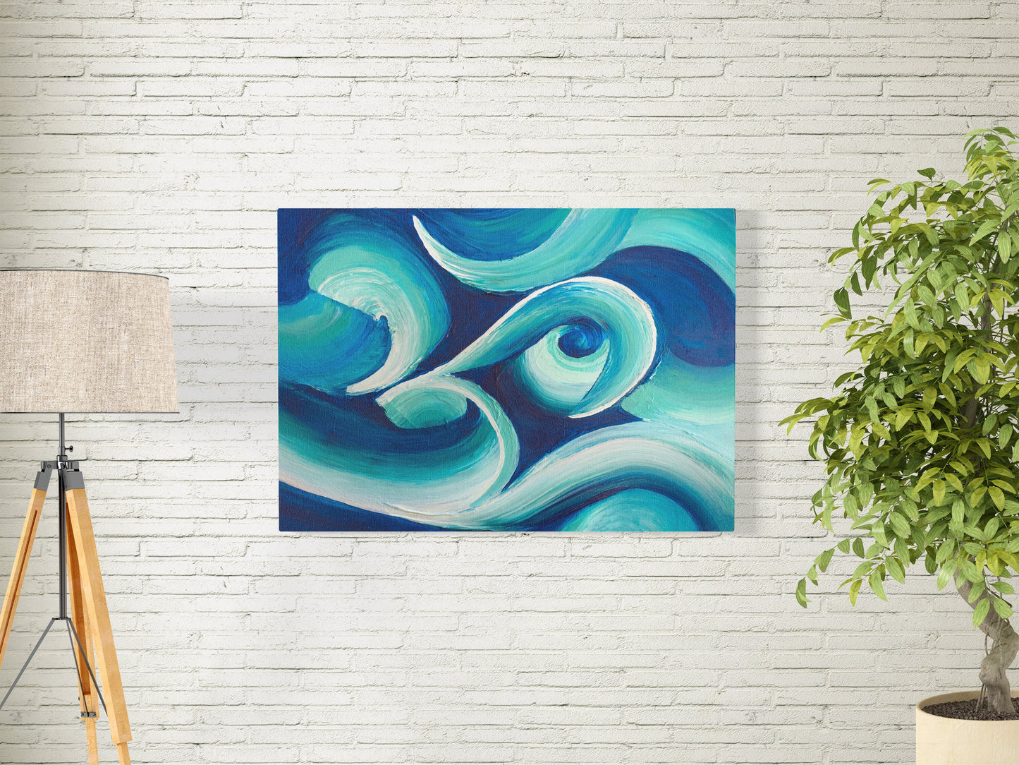 Blue Abstract Canvas Wrap blue artwork