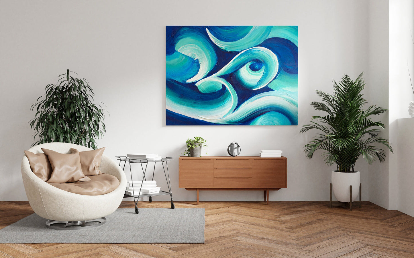 Blue Abstract Canvas Wrap blue artwork