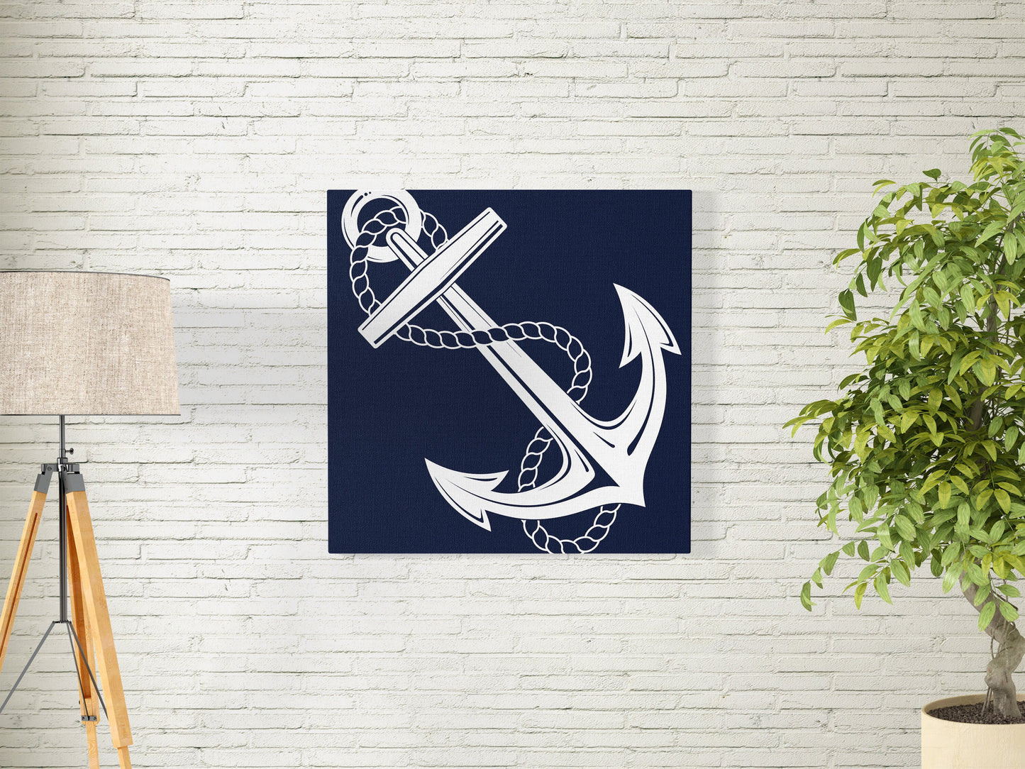 Anchor Canvas Wrap nautical boating anchors rope navy white wall art beach artwork coastal