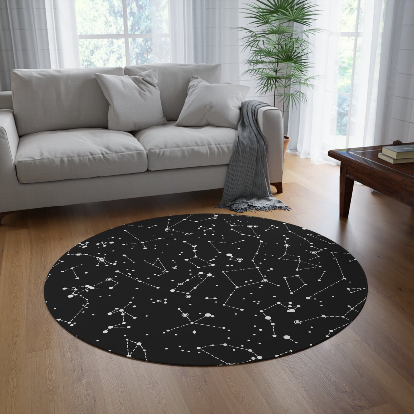 Star Constellations Round Rug 5ft space Rug kids Rug constellation Floor Rug black Rugs 5' childrens rugs space decor stars rug