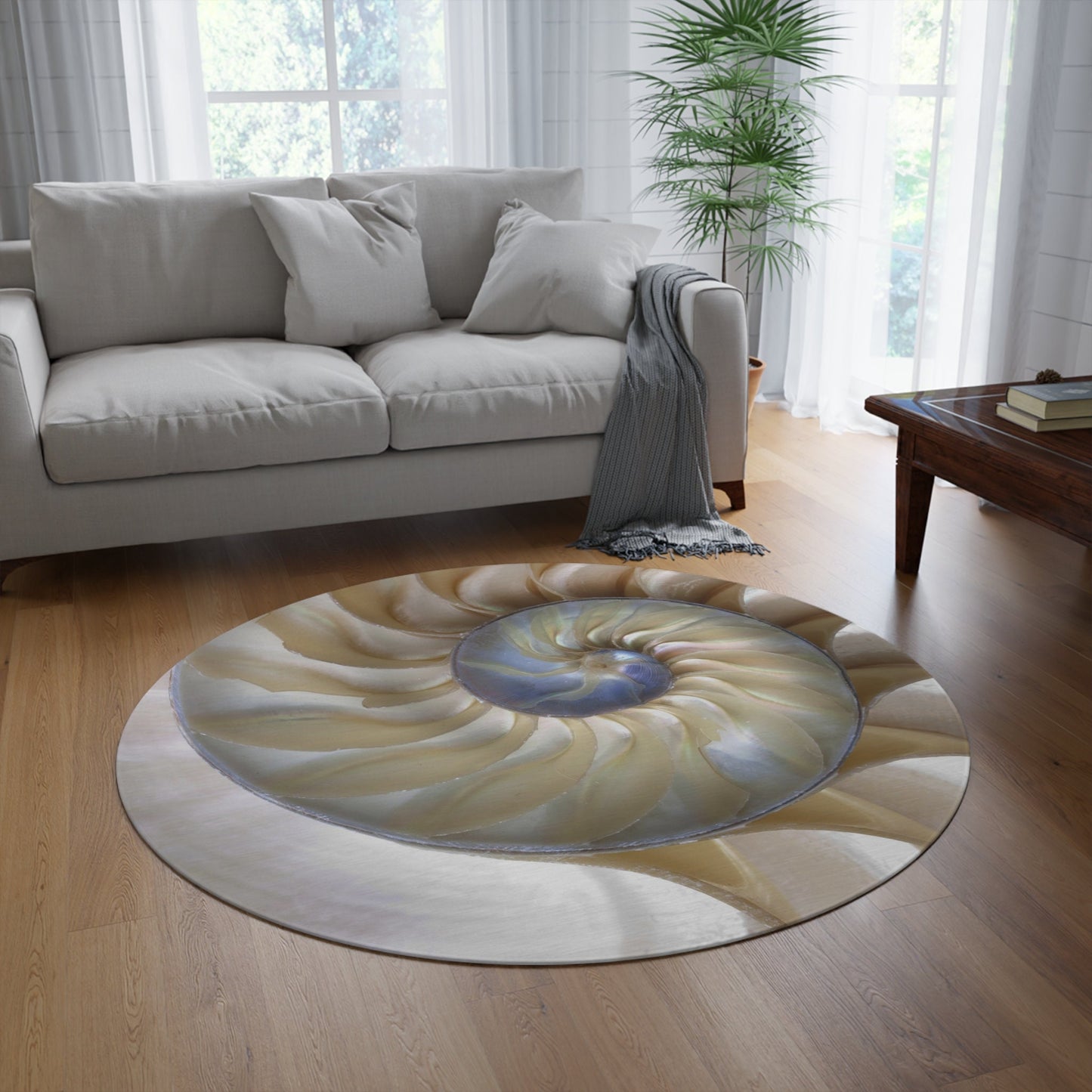 Nautilus Shell Rug Beige Rug Ocean Rug Beachy Floor Rug fibonacci Mat ocean rug shell Rugs 2x3 3x5 4x6 5x7 8x10 Large rugs ocean decor