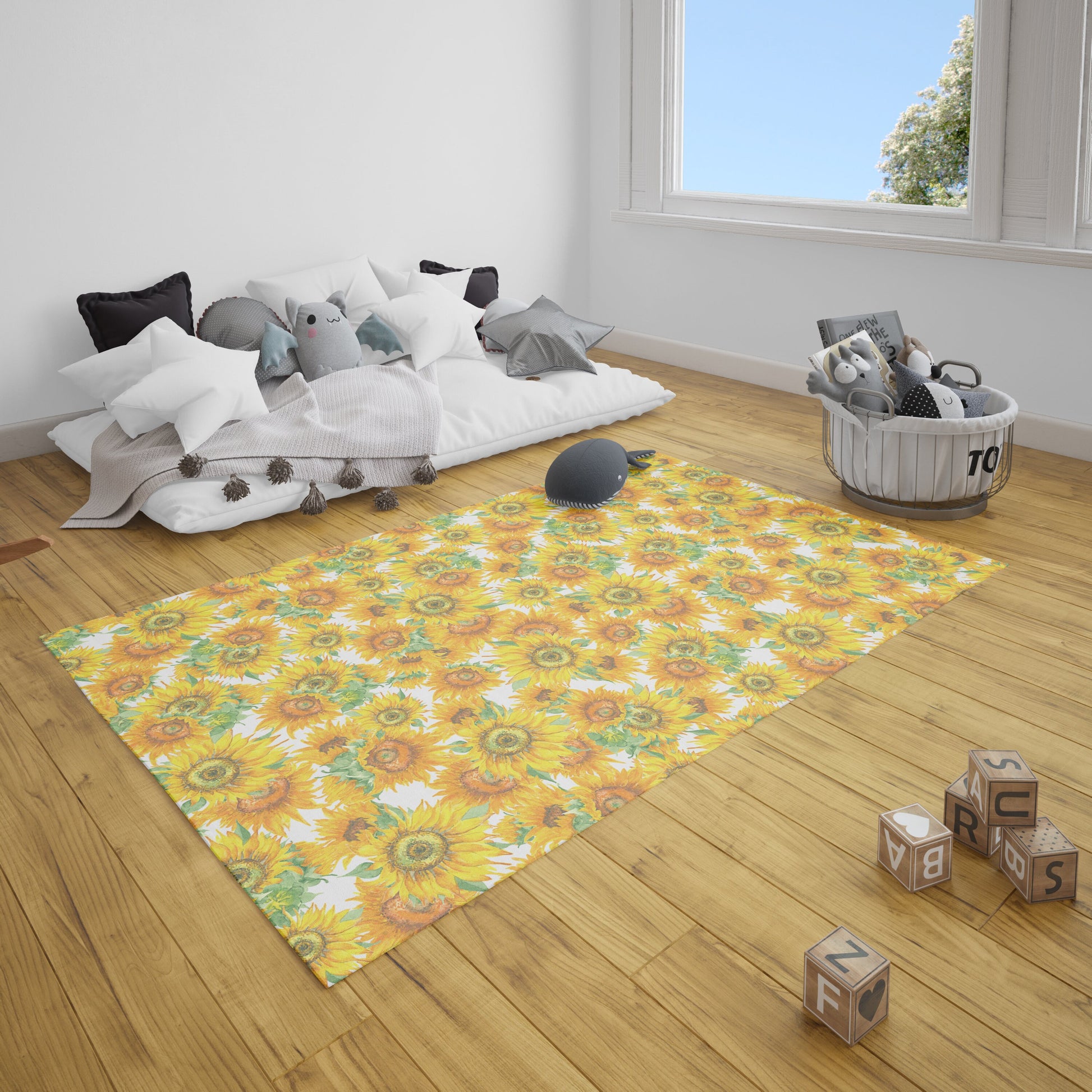 Sunflowers Rug yellow colorful floral rugs 2x3 3x5 4x6 5x7 8x10