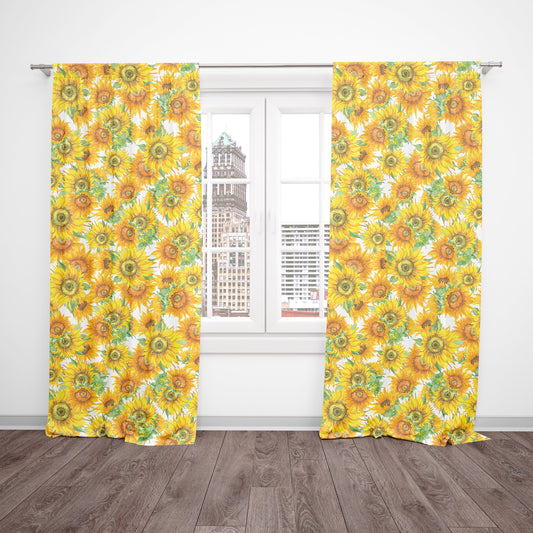 Sunflower Window Curtains colorful yellow sunflowers Drapery floral sun flowers window treatment