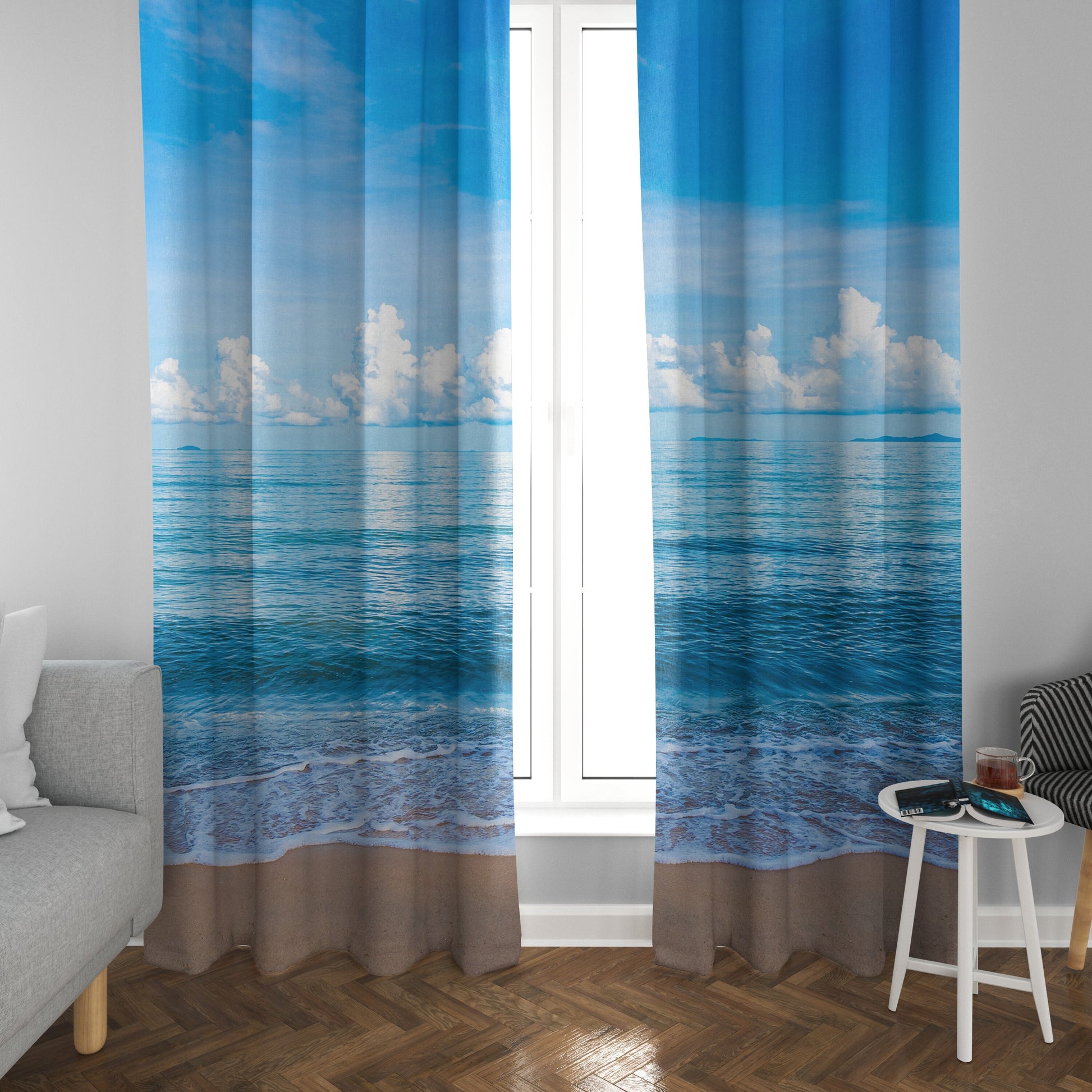Ocean Window Curtains beach ocean Drapery Curtain Panels water window treatment island curtain blue tropical curtains coastal