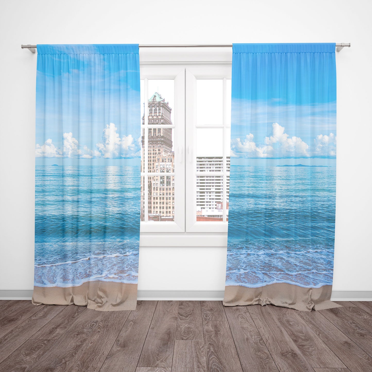 Ocean Window Curtains beach ocean Drapery Curtain Panels water window treatment island curtain blue tropical curtains coastal