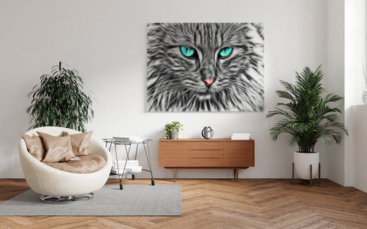 Cat Canvas Wrap psychadelic cat trippy art psychedelic cat eyes cat wall art cat art cat lovers gift cat gifts cats