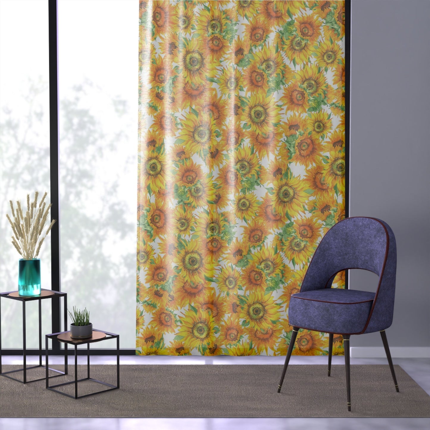 Sunflower Window Curtains colorful yellow sunflowers Drapery floral sun flowers window treatment