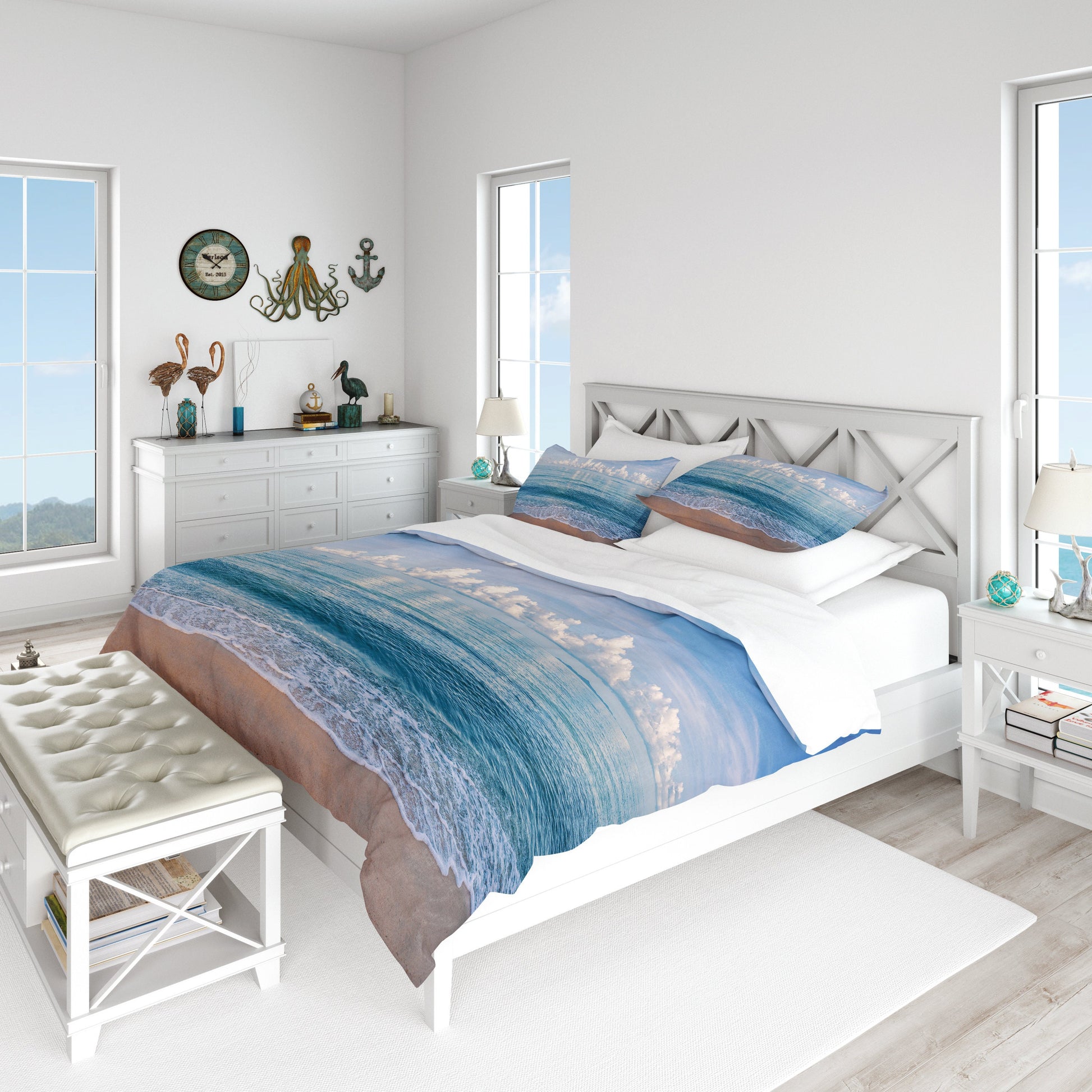 Ocean Comforter or Duvet Cover Beach comforters beachy duvet blue comforters island duvet water comforter