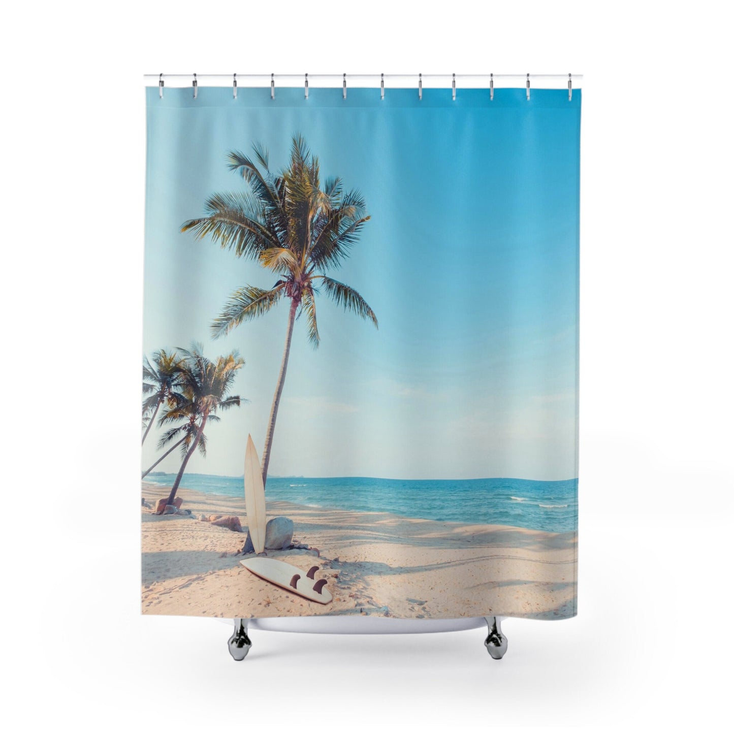 Surf Boards on Beach Shower Curtain surfboards shower curtains ocean shower curtain tropical shower curtains blue ocean