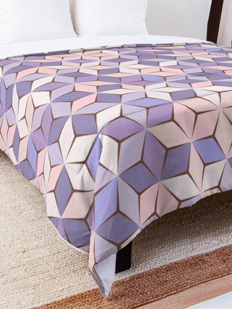 Pink Purple Geometric Duvet Cover or Comforter lavender bedding