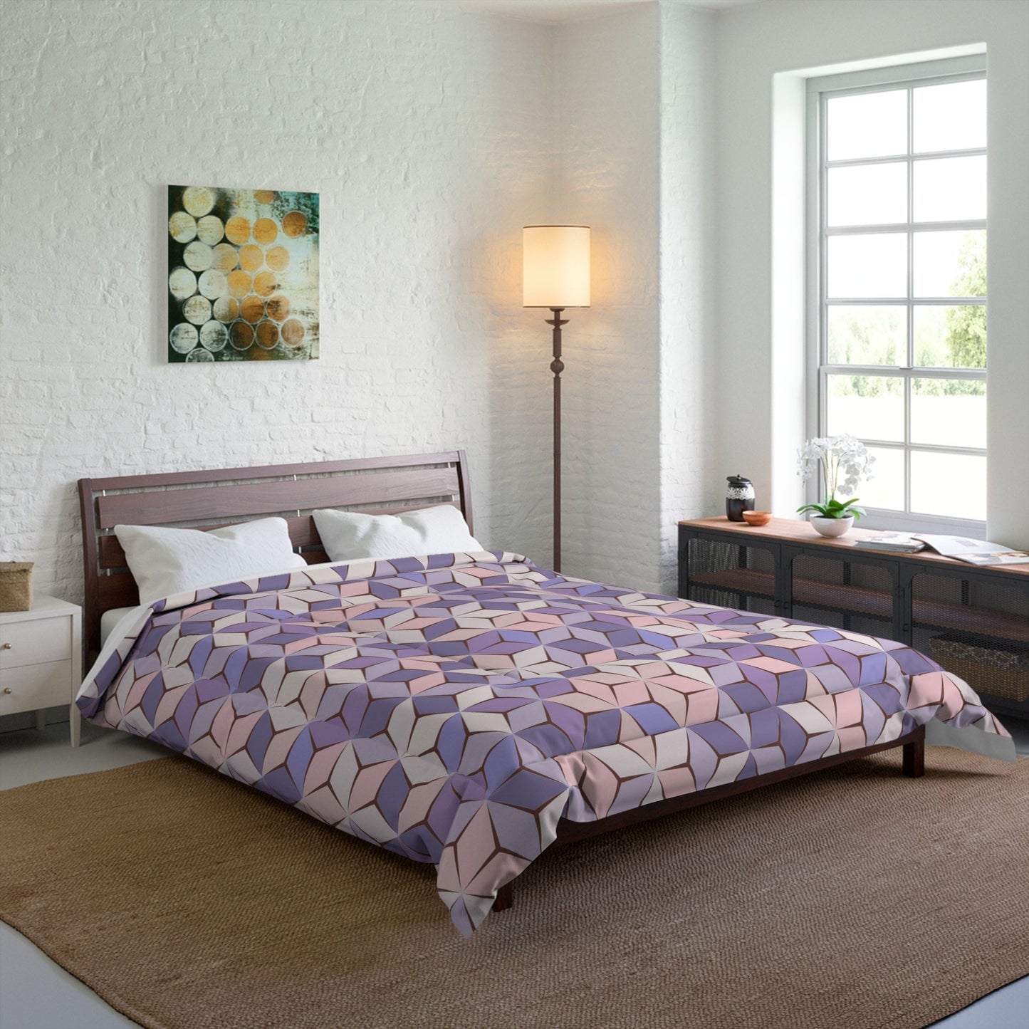 Pink Purple Geometric Duvet Cover or Comforter lavender bedding