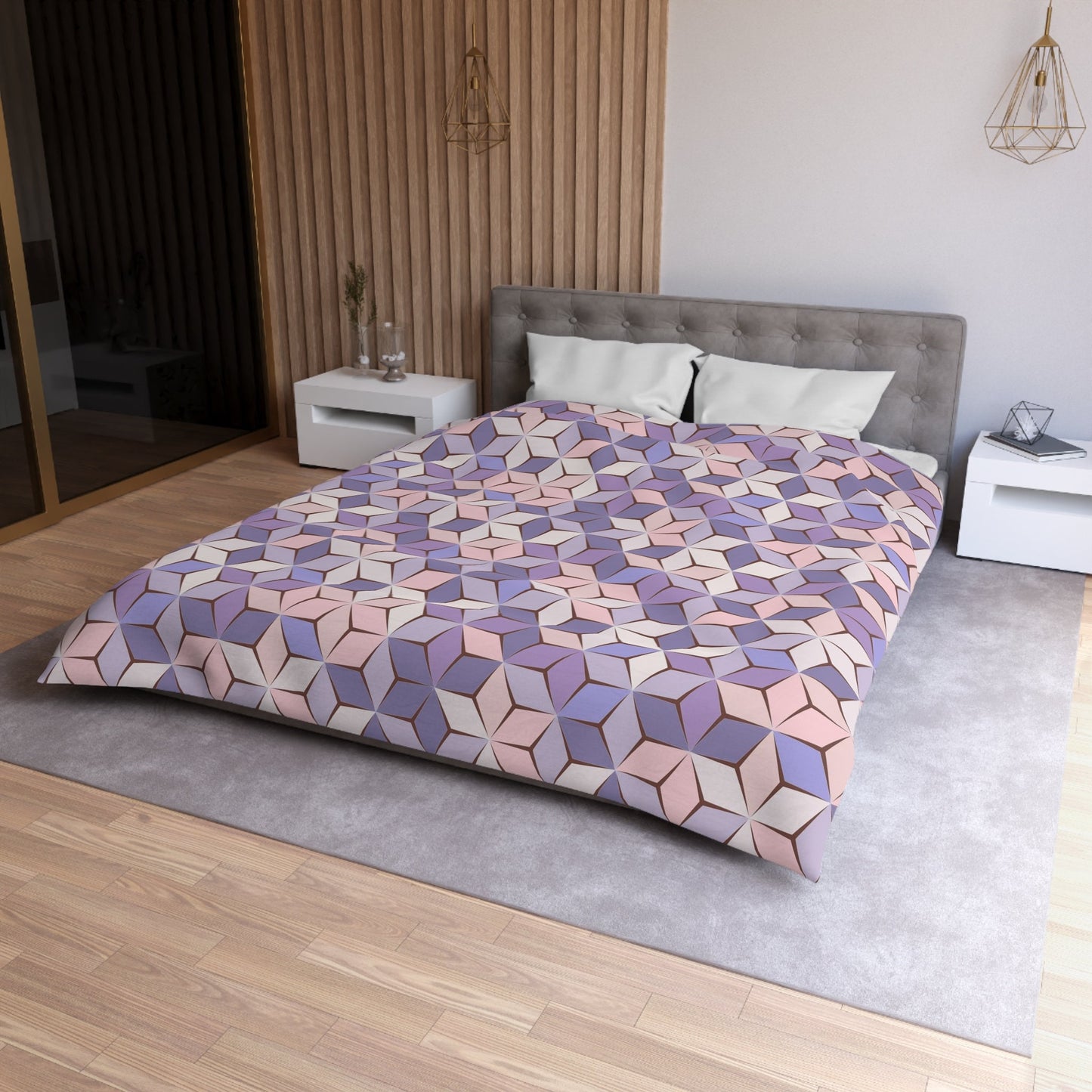 Pink Purple Geometric Duvet Cover or Comforter lavender bedding