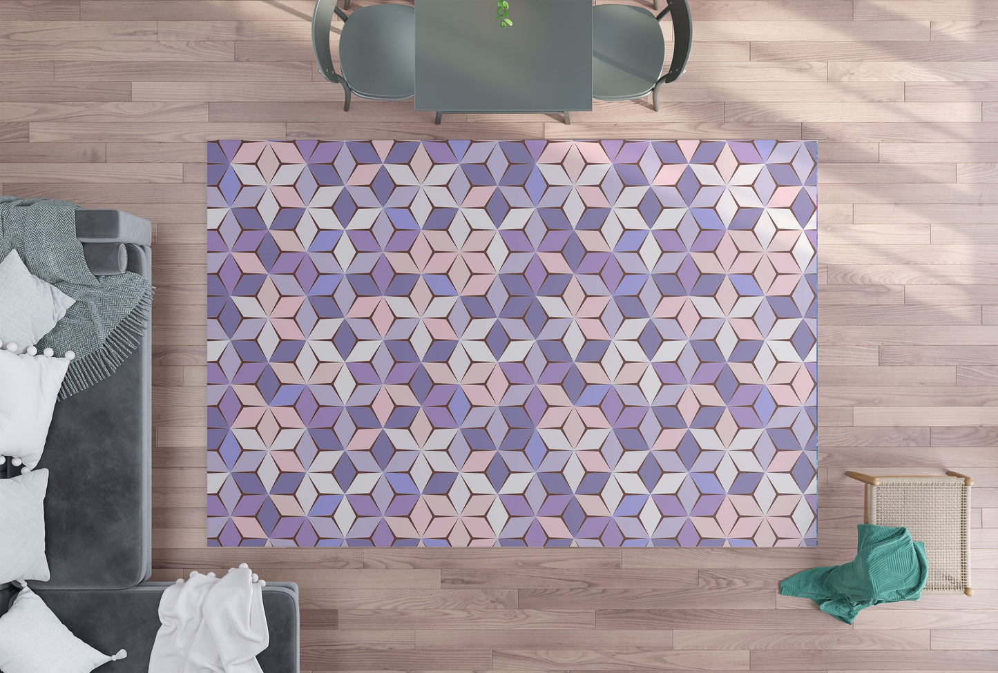 Pink Purple Geometric Rug lavender rugs 3x5 4x6 5x7 8x10 9x12 Large rug