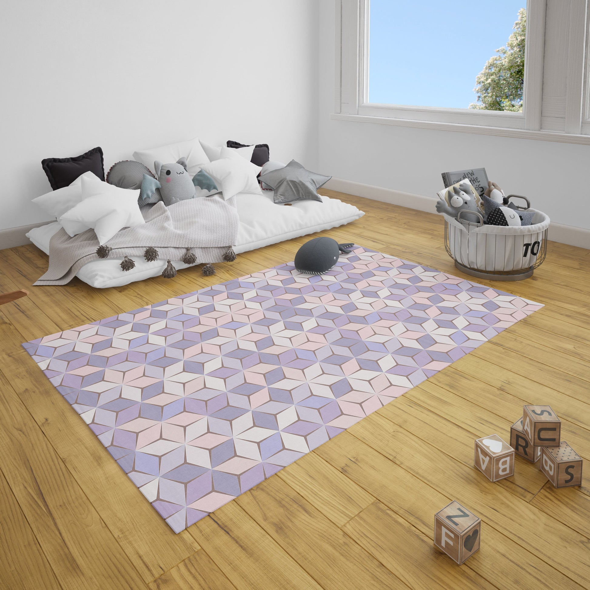 Pink Purple Geometric Rug lavender rugs 3x5 4x6 5x7 8x10 9x12 Large rug