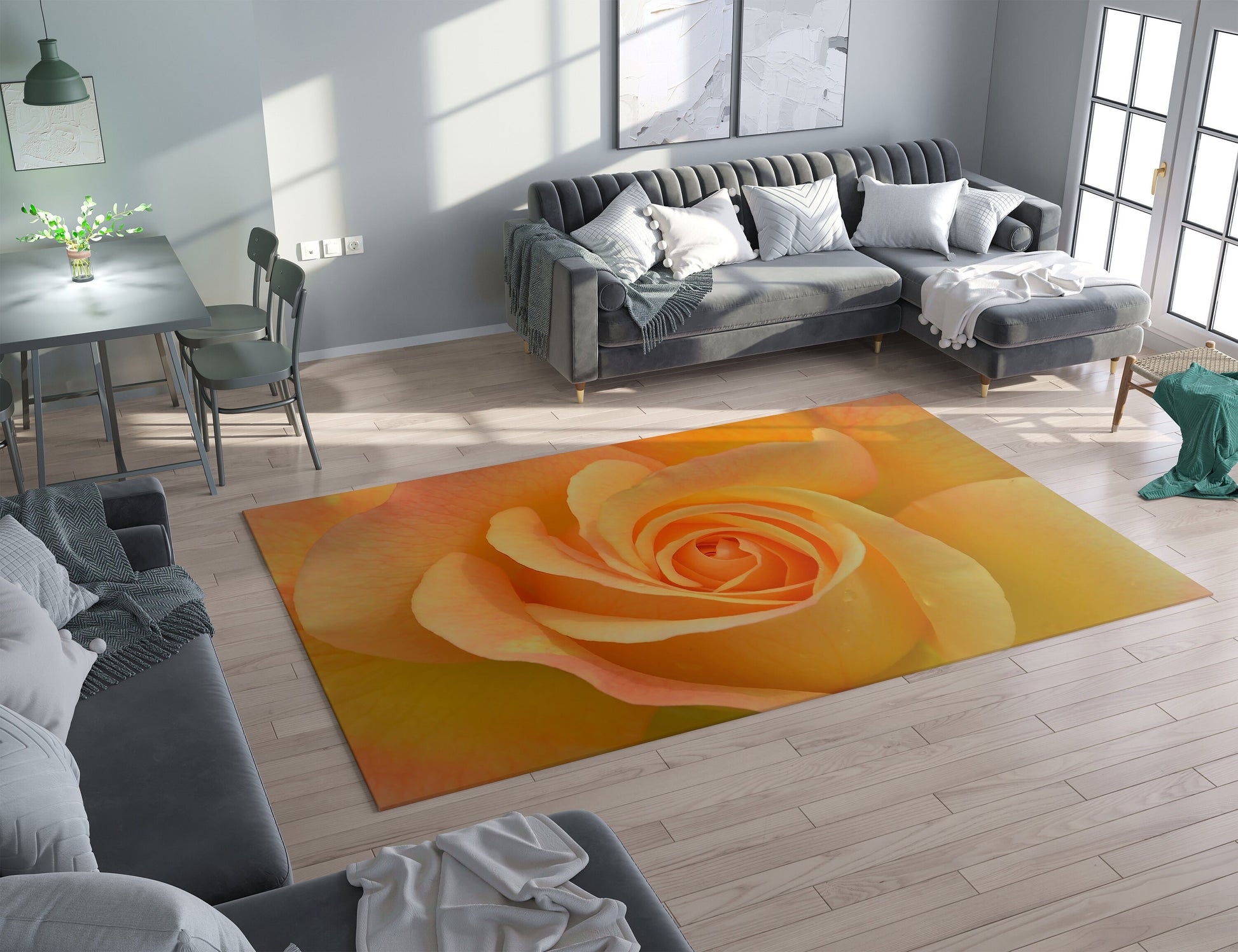 Yellow Rose Rug roses floral rugs