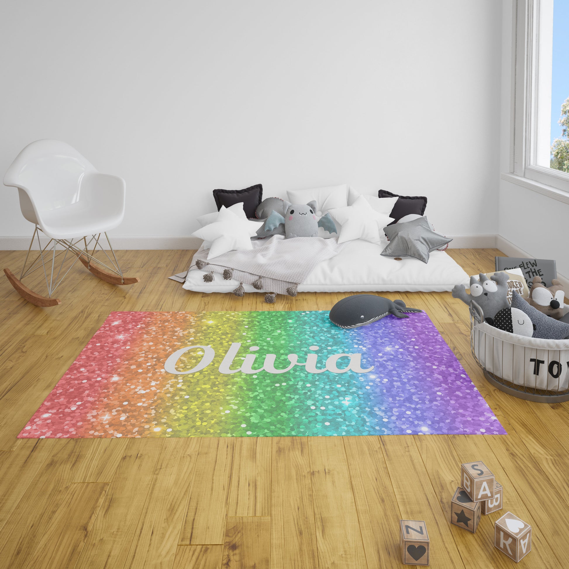 Custom Name Rainbow Rug 3'x5' 4'x6' 5'x7' Large personalized rainbow rugs rainbow floor mat