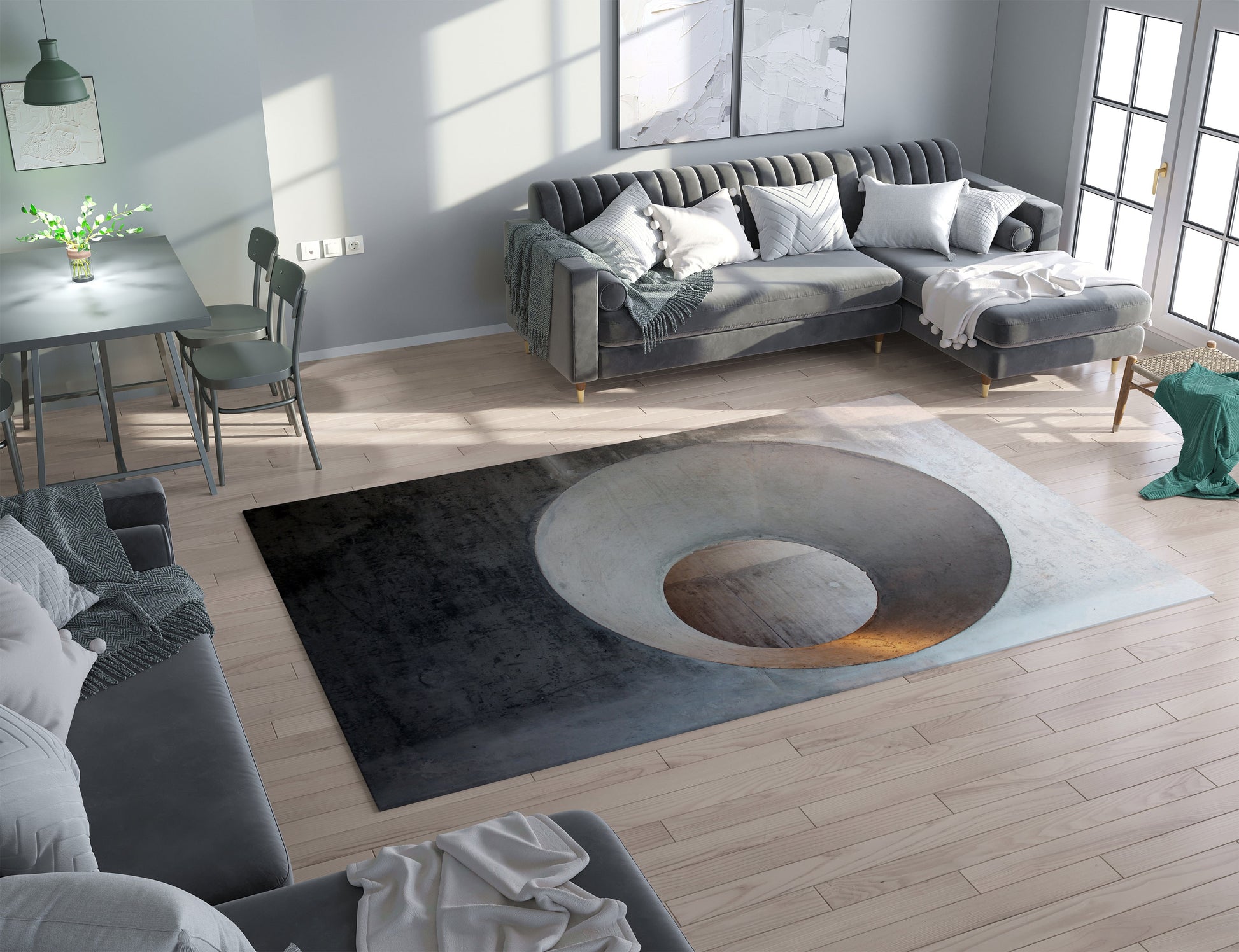 Gray Modern Rug abstract art grey contemporary rugs
