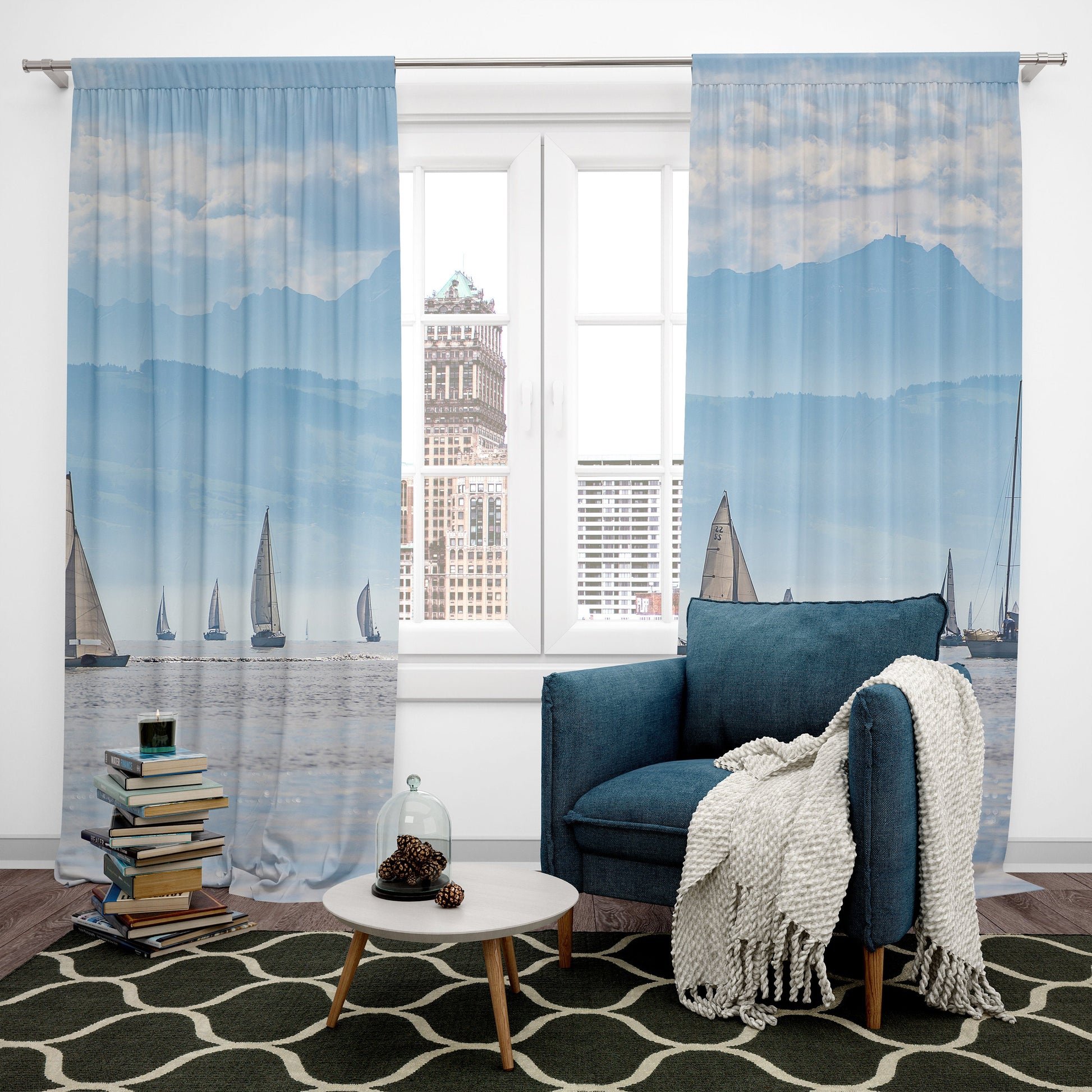 Coastal Nautical Window Curtains sailing boating curtain