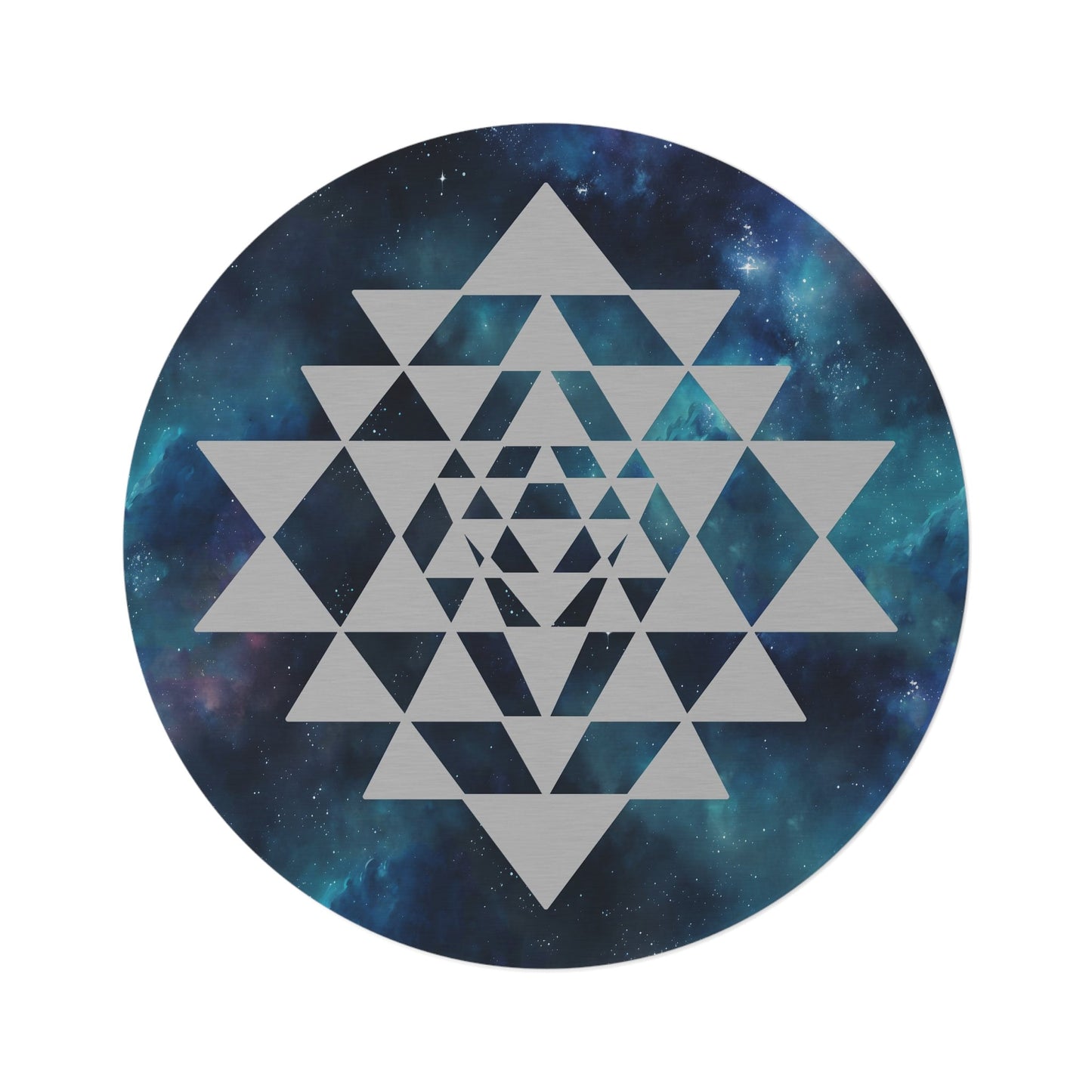 Sri Yantra Sacred Geometry Round Rug 5FT Galaxy Rug blue 5'