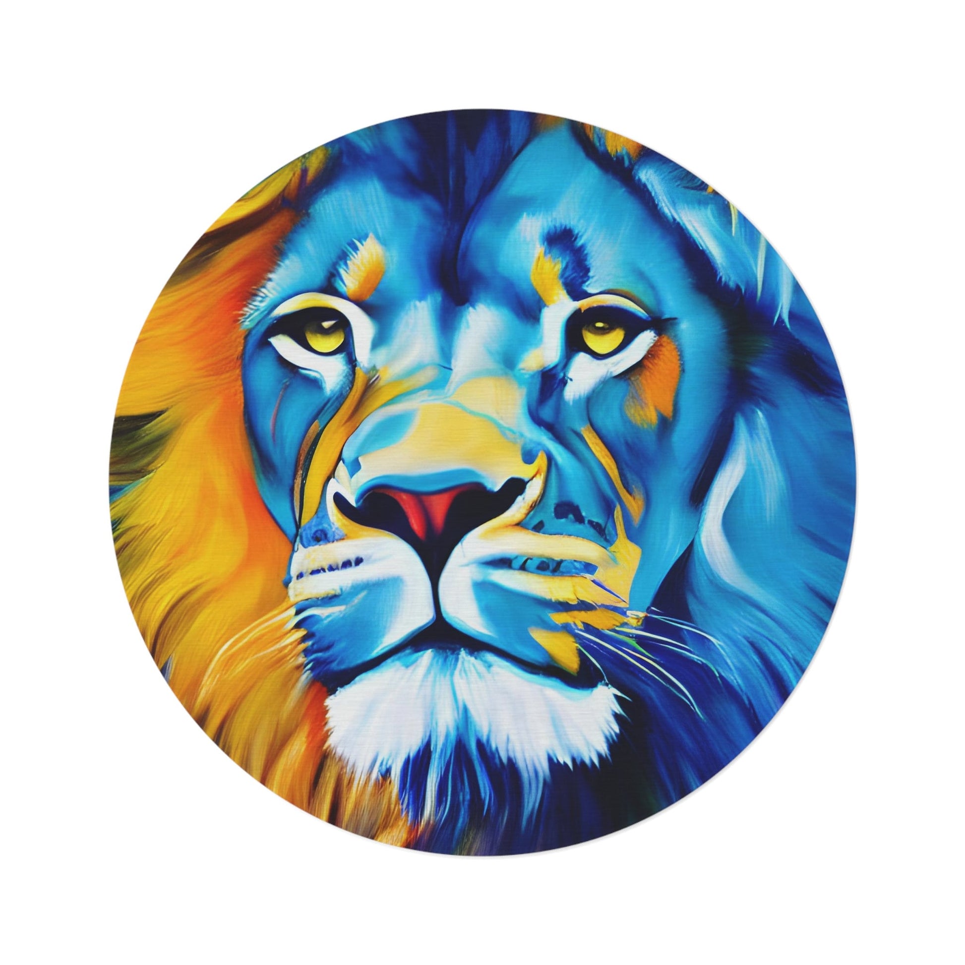 Lion Rug blue yellow 2x3 3x5 4x6 5x7 8x10 large rugs lions