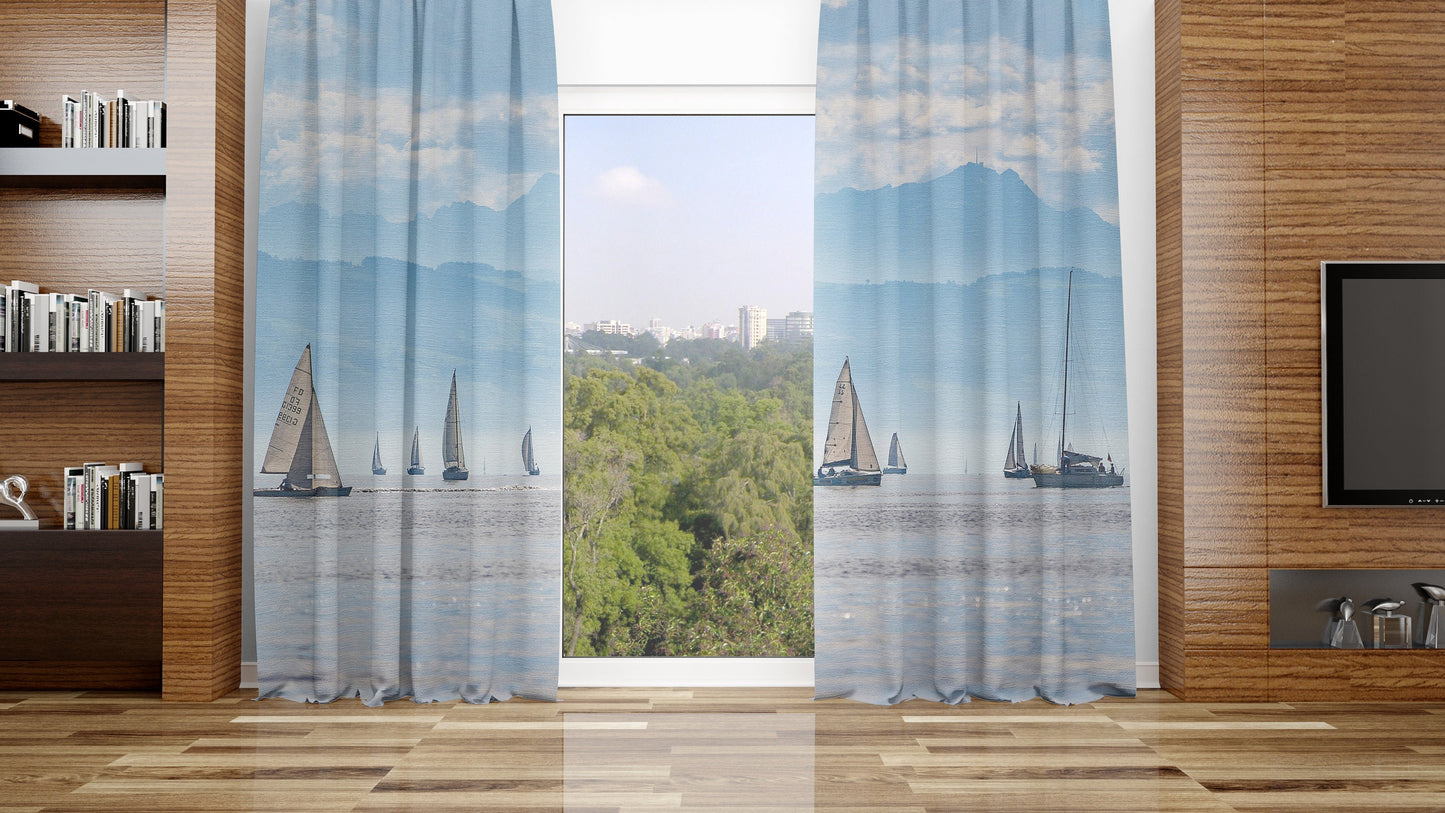 Coastal Nautical Window Curtains sailing boating curtain